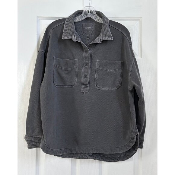 aerie Tops - aerie Charcoal Gray Pullover Button-Front Sweatshirt